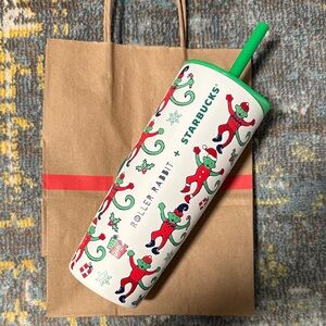 Starbucks Roller Rabbit Festive Tumbler - White and Green
